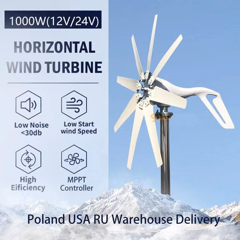 Turbina eolica - Aerogeneratore - Energia eolica - Generatore di turbina eolica - 1000W - 24V - Aerogeneratore orizzontale