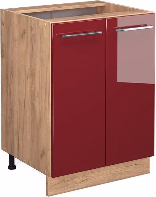 Mobiletto base cucina Fame-Line Bordeaux lucido/Rovere dorato 60 cm, PL Antracite Vicco