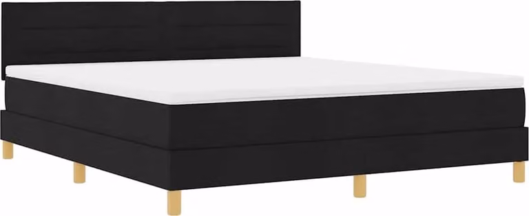 Letto boxspring a LED vidaXL con testiera, nero, 180 x 200 cm, tessuto