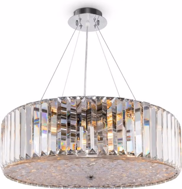 Plafoniera Modern GIORDANOSHOP in Metallo Cromo e Cristallo Trasparente con Altezza Regolabile – 1