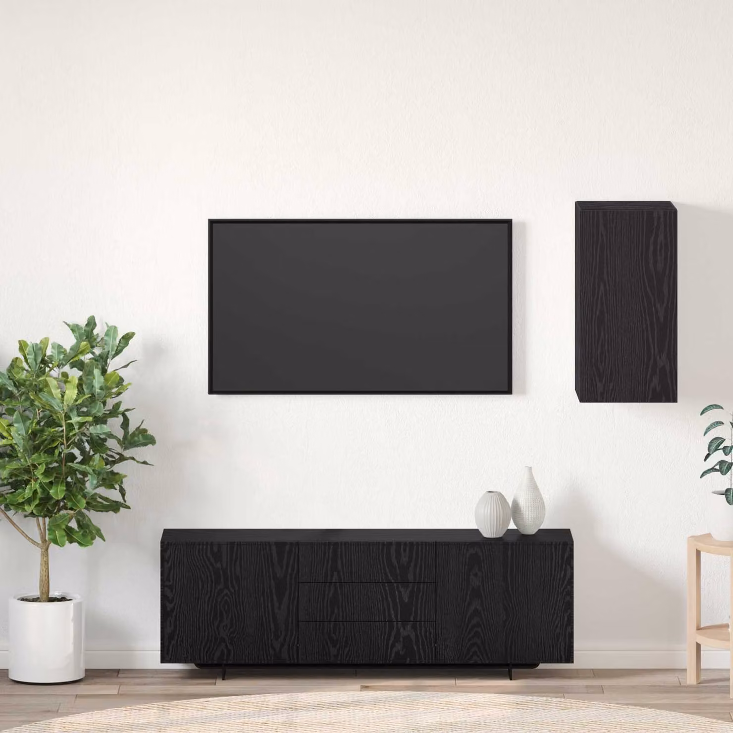 Mobile TV da parete vidaXL moderno in legno nero L/P/H: 30,5 x 30 x 60 cm