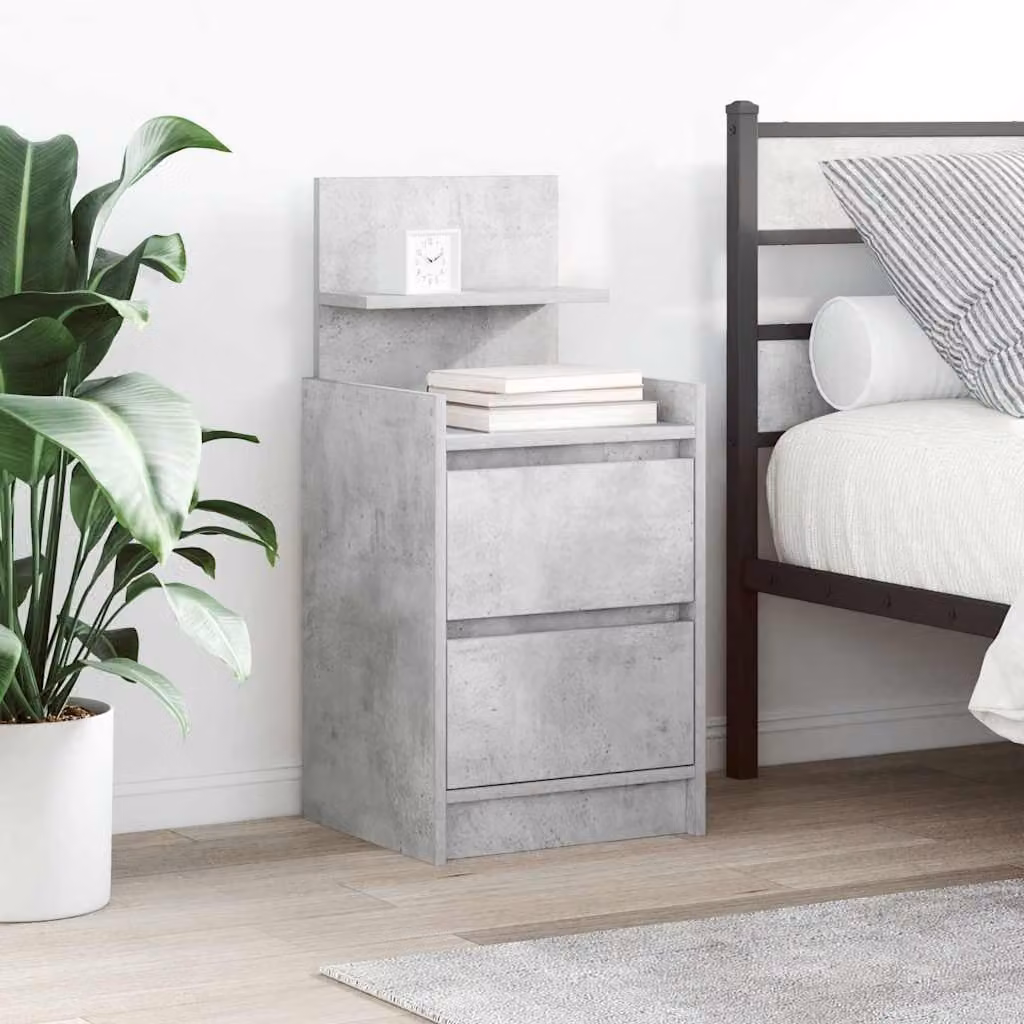 Comodino sospeso vidaXL con 2 cassetti in MDF Grigio opaco L: 38 cm, P: 34 cm, H: 80 cm