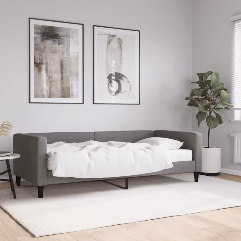 vidaXL Divano Letto Moderno con Materasso in Tessuto Grigio 90x190 cm