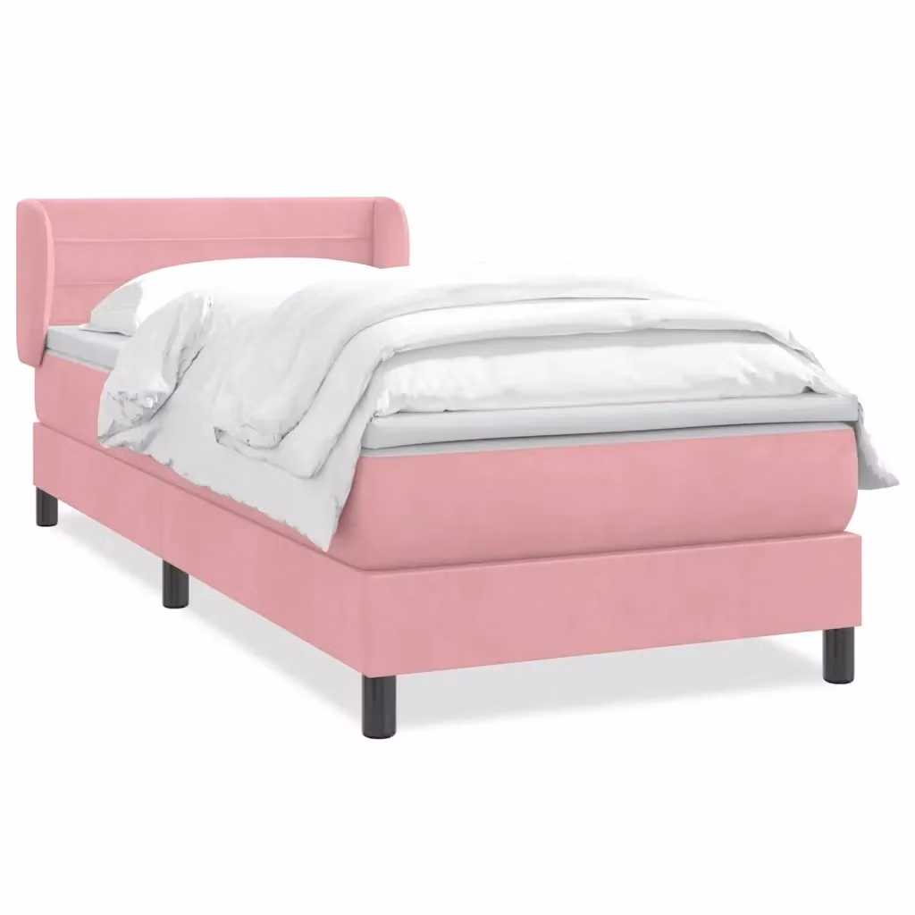 Giroletto a molle con materasso vidaXL in velluto rosa e bianco L/P/H: 223 x 83 x 151 cm – 2