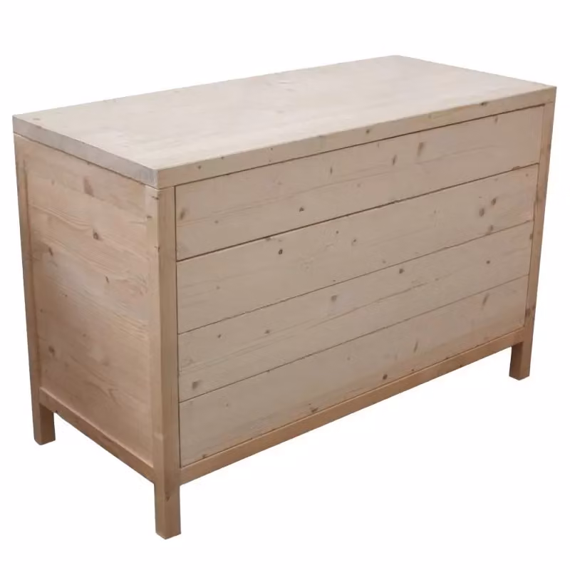 Cassettiera Cortina Mobili 2G con 4 cassetti in legno massello di abete marrone L: 120 cm, P: 55 cm, H: 80 cm – 3