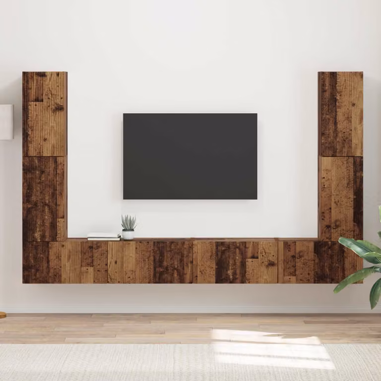 Set mobile TV moderno vidaXL in legno marrone da 8 pezzi