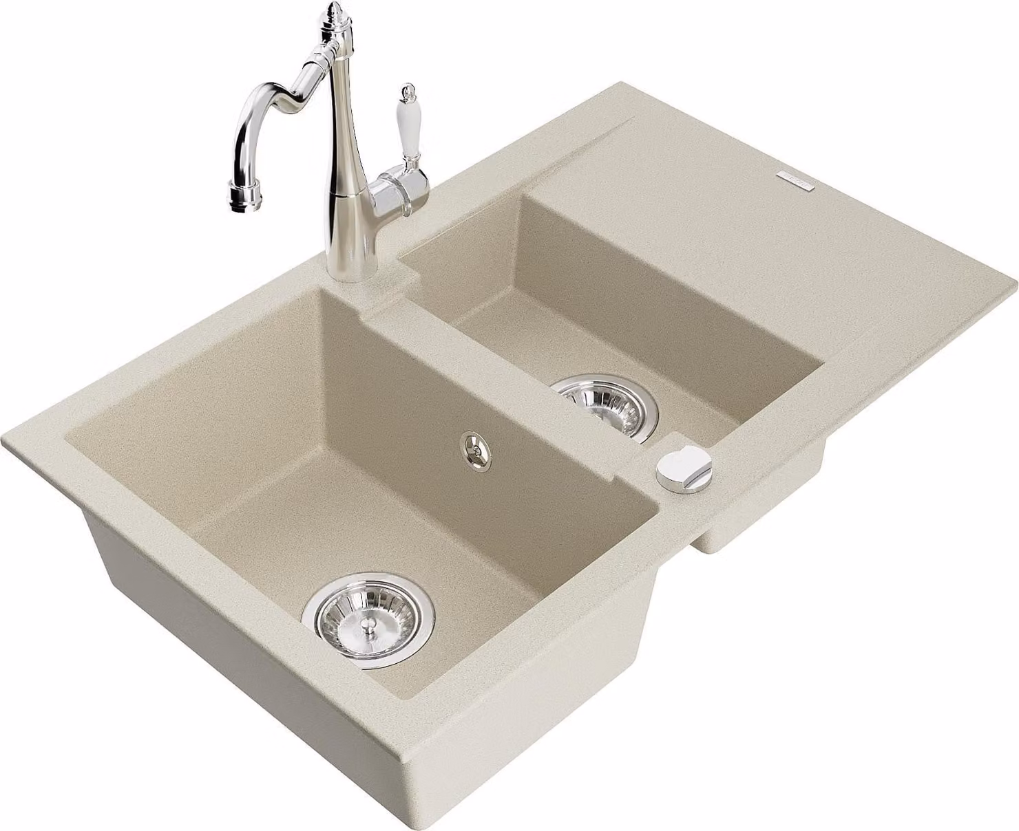 Mexen Gaspar Lavello in granito 1,5 vasca con scolapiatti e miscelatore cucina Carla, beige - 6507-69-670700-00
