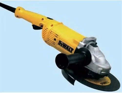 Smerigliatrice elettrica DeWalt gialla con potenza di 2200 W e disco da 230 mm
