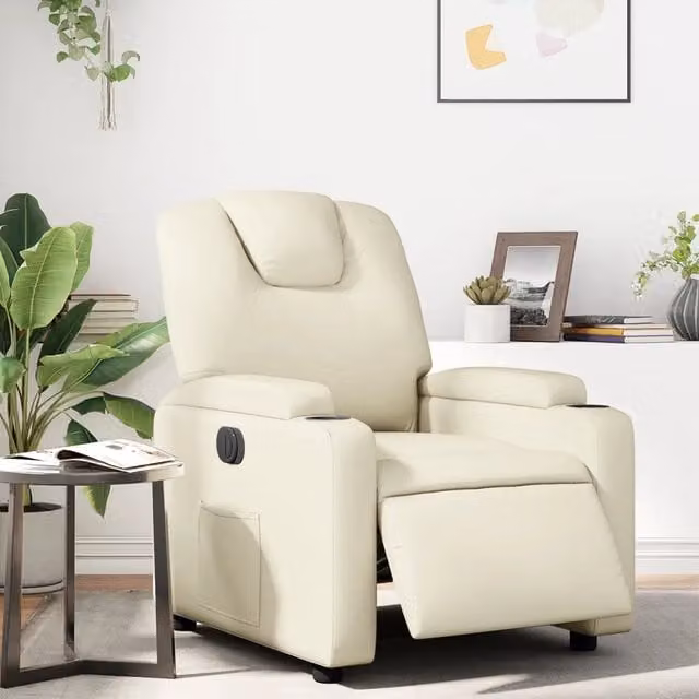 vidaXL Poltrona Reclinabile Elettrica Beige in Similpelle con Braccioli