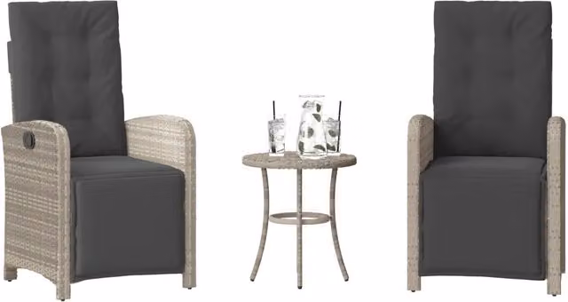Set da Bistrò 3 pz con Cuscini Grigio Chiaro in Polyrattan 365206
