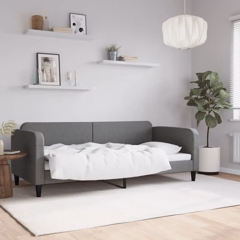 Maison Exclusive - Letto a giorno, colore grigio scuro, 90x200 cm, tessuto