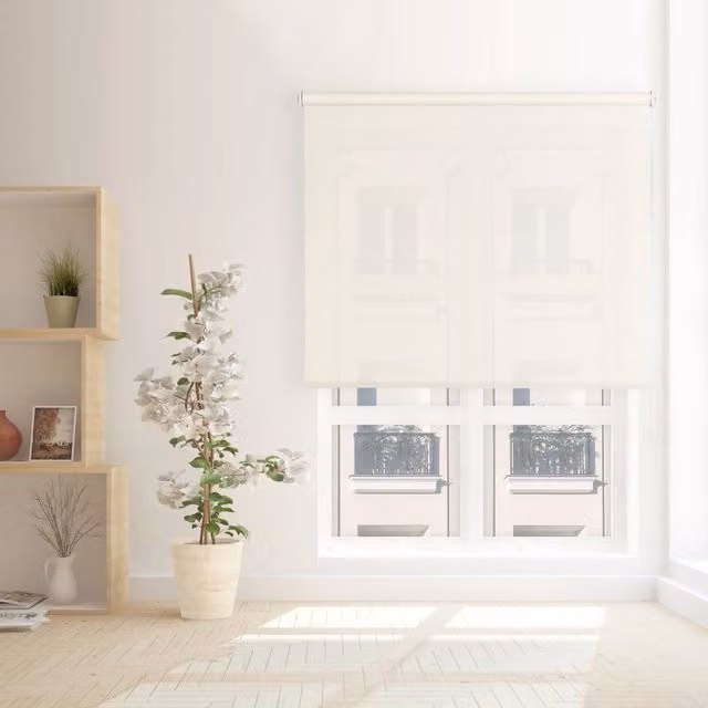 Tenda a rullo Screen VIEWTEX Lino bianco semi-trasparente L 150 cm x H 250 cm