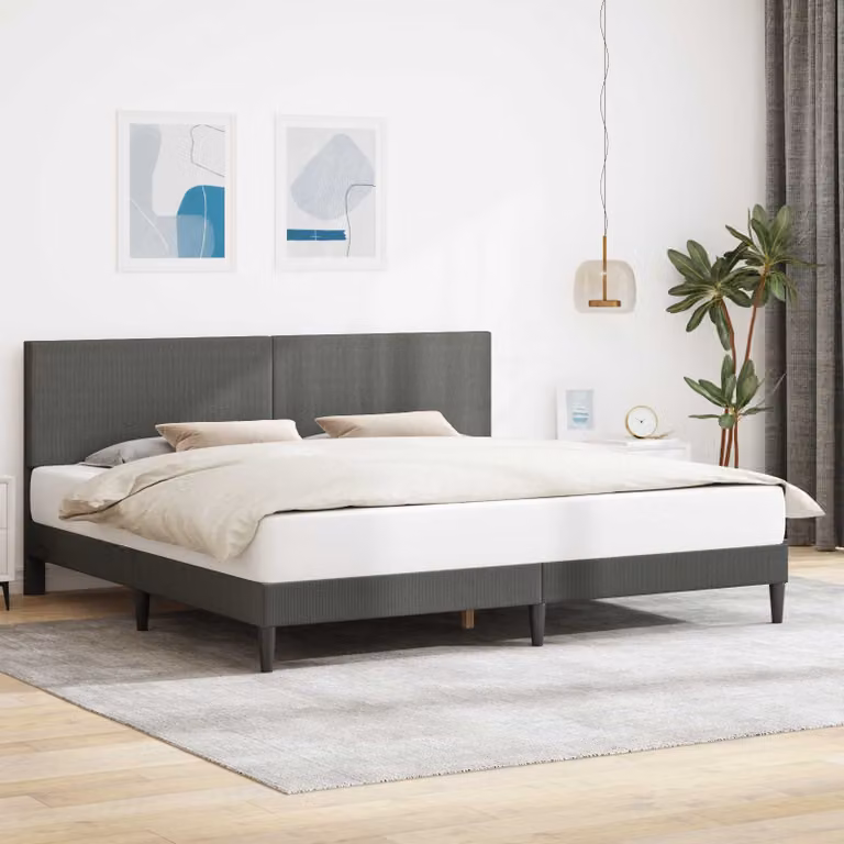Struttura del letto moderna vidaXL in tessuto cord grey L/P/H: 200 x 200 x 96 cm