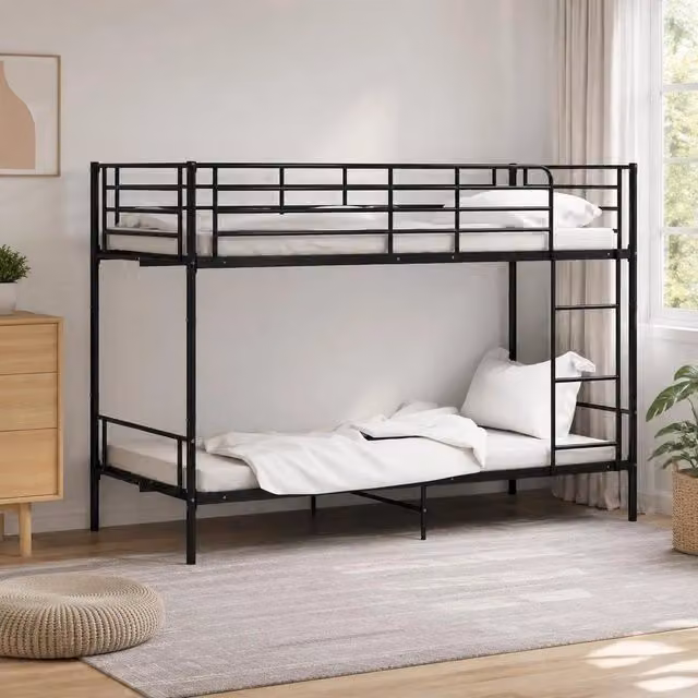 Bunk Bed Black Metal 90x200 Cm