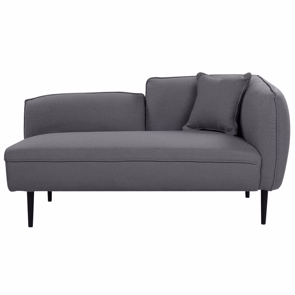Chaise longue BELIANI a forma a L con lato destro in tessuto bouclé grigio, completa di cuscini, L: 138 cm, P: 77 cm, H: 74 cm – 2
