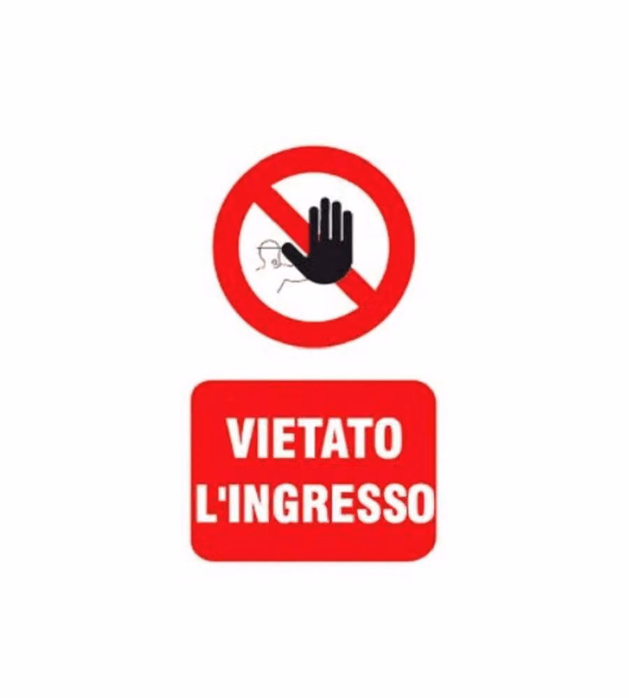 ROSH EcoTarga Vietato ingresso 20x30 cm spessore 0,5 mm conforme D.Lgs.81