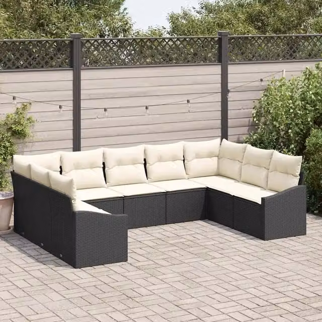 Set di divani 9 pz Nero polyrattan 3346877