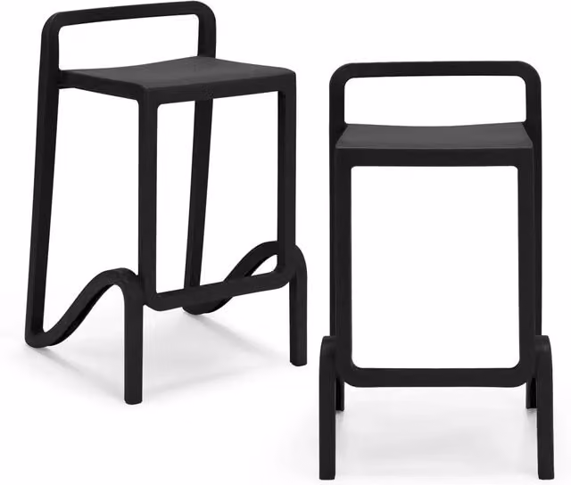 Set 2 sgabelli in polipropilene EOLO altezza seduta 75cm, impilabile, idrorepellente, resistente ai raggi UV, design moderno e innovativo, ideale per la cucina, la veranda o giardino colore Ghisa
