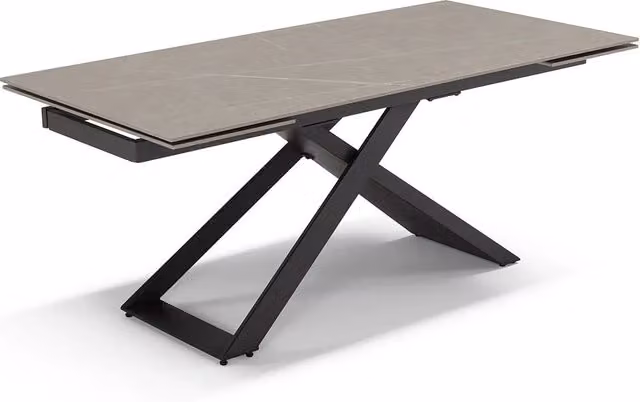 Tavolo da pranzo allungabile HIDRA Redokasa con top in grès ceramico grigio opaco e struttura in metallo, design moderno per cucina e soggiorno, L: 180 cm, P: 90 cm, estensibile fino a 260 cm