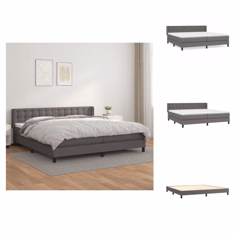 vidaXL Letto a molle con materasso grigio 200x200 cm in Pelle finta - Letti & strutture letto