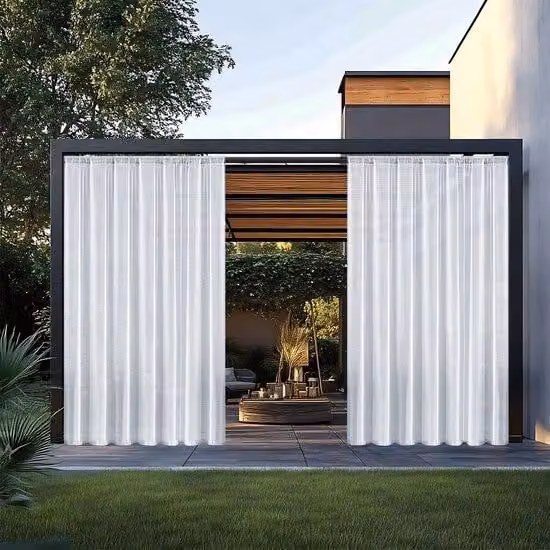 Tenda impermeabile divisoria, con fissaggio a palo, per pergola, 132 cm x 213 cm, bianca