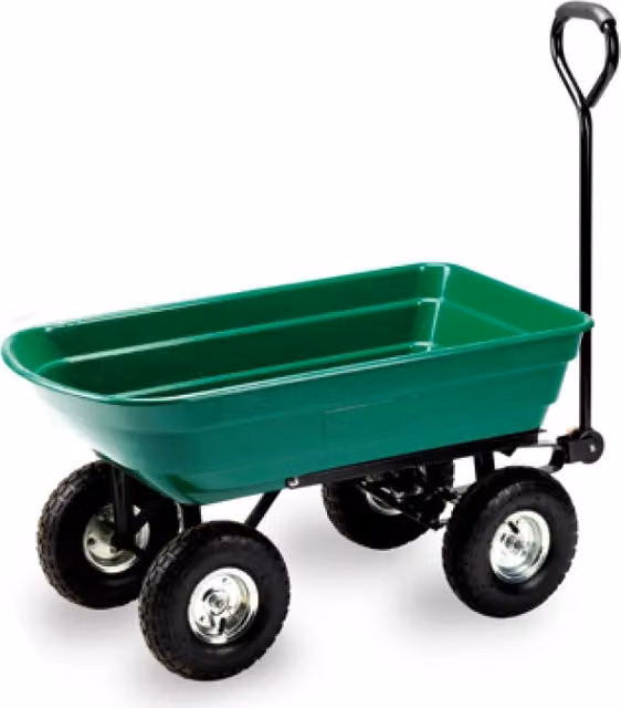 Carrello da giardino con ruote e vasca ribaltabile Fredi verde in acciaio e plastica
