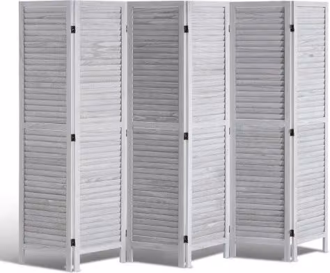Divisorio in legno VEVOR a 6 pannelli intagliati con persiane, separatore decorativo portatile per interni, colore bianco, Altezza: 170 cm