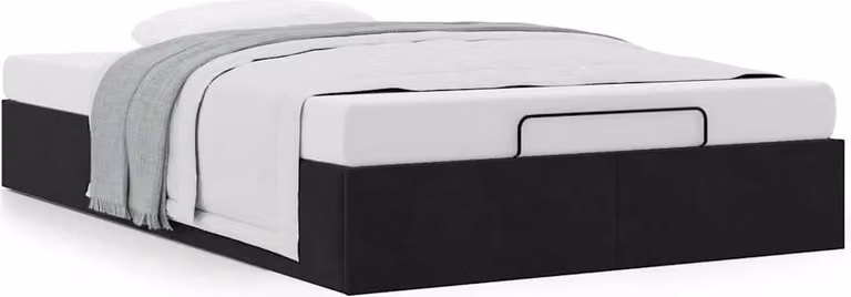 Struttura Letto Pouf Senza Materasso Nero 120x200 cm Velluto
