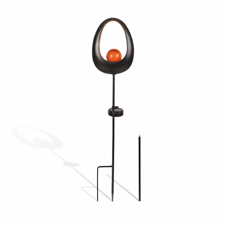 Lampada solare da giardino ovale – Lampada a LED con effetto fiamma, resistente alle intemperie, in metallo, lampada solare da esterno, decorazione da giardino con effetto fiamma