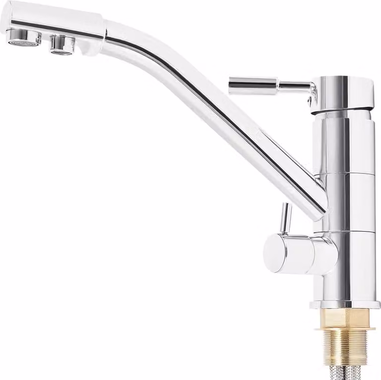 Miscelatore per lavabo, acciaio inox 304, due maniglie per acqua calda e fredda, bocca girevole, multifunzione, grigio chiaro