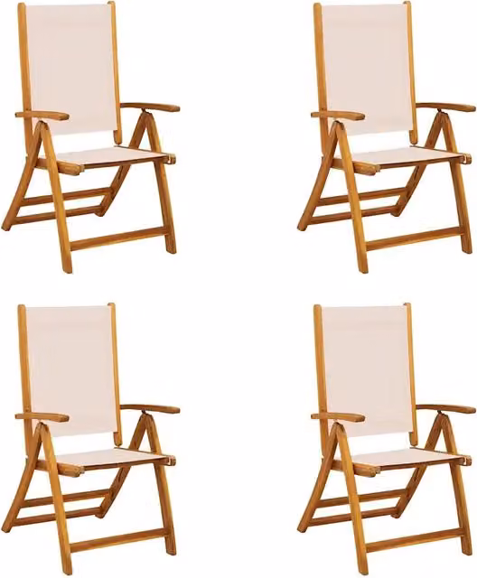 Sedie da Giardino Pieghevoli 4 pz | Sedie da Esterno Massello d'Acacia e Textilene