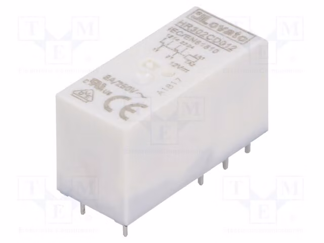1 relè: elettromagnetico, bobina: 12VDC, 8A/250VAC, 8A, modello HR302C2