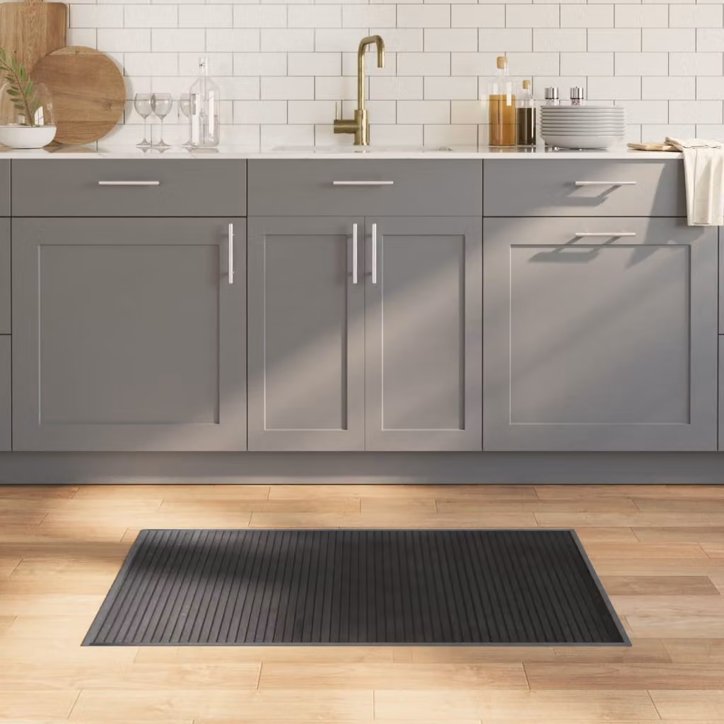 vidaXL Tappeto Rettangolare Moderno Grigio in Bambù e Polipropilene, L: 60 cm, P: 100 cm