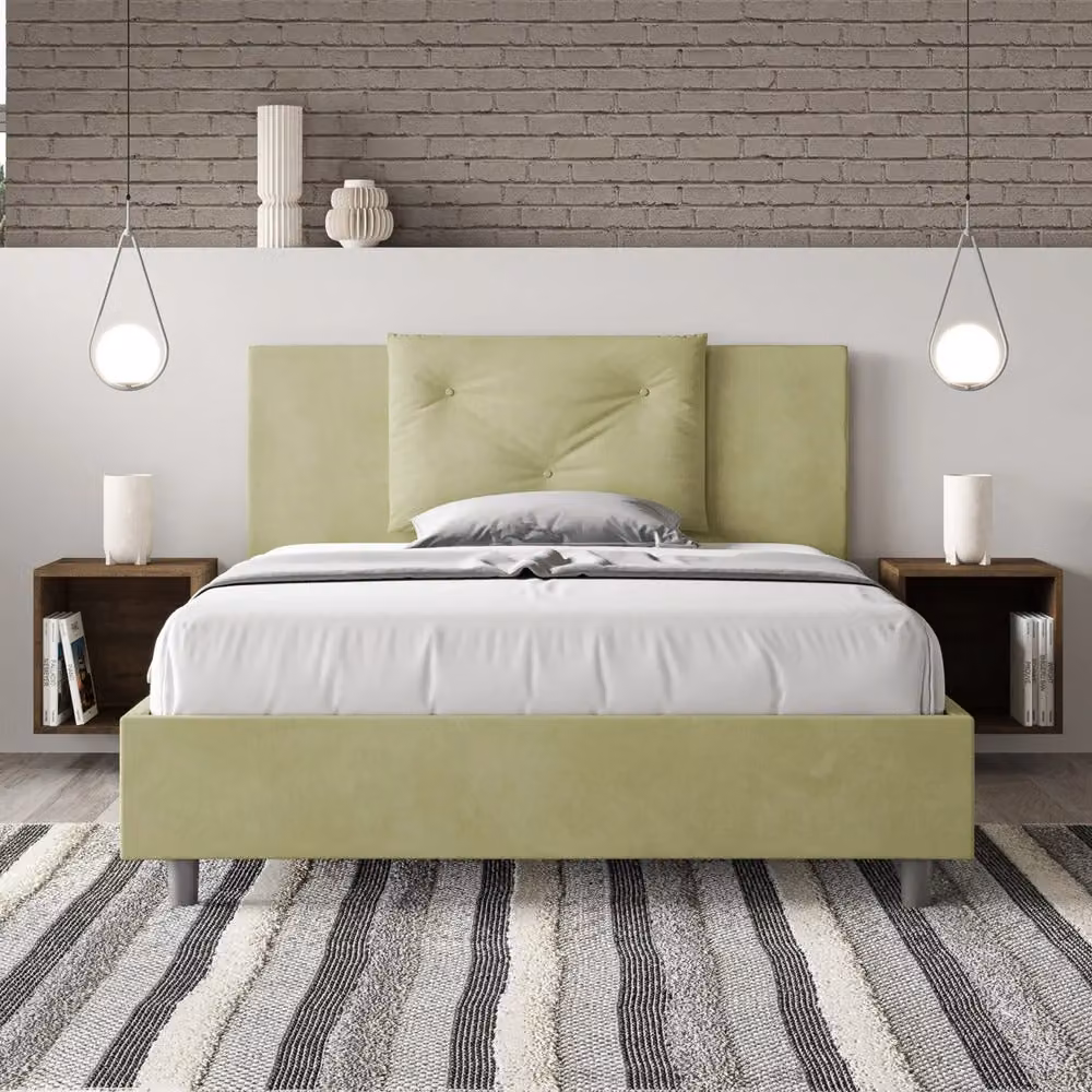 Letto Matrimoniale Moderno GIORDANOSHOP con Cassetti e Struttura Imbottita in Microfibra Verde 200x200 cm – 2