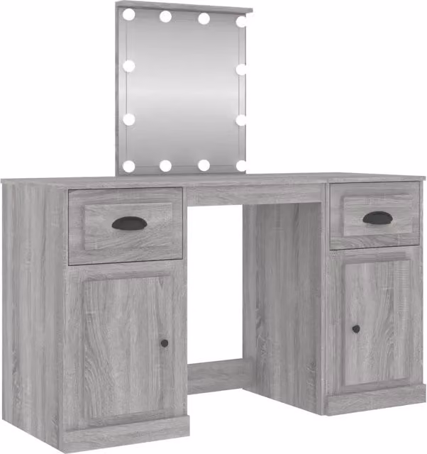 Toeletta | Tavolo da Trucco con LED Grigio Sonoma 130x50x132,5 cm