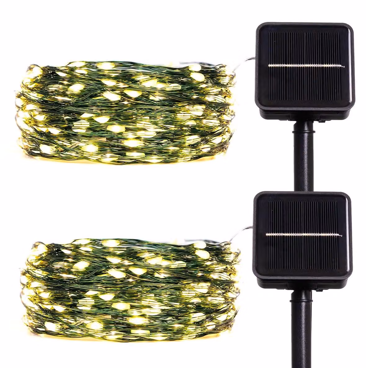 Catena luminosa solare, 10 metri, 100 LED, verde, impermeabile, confezione da 2 pezzi