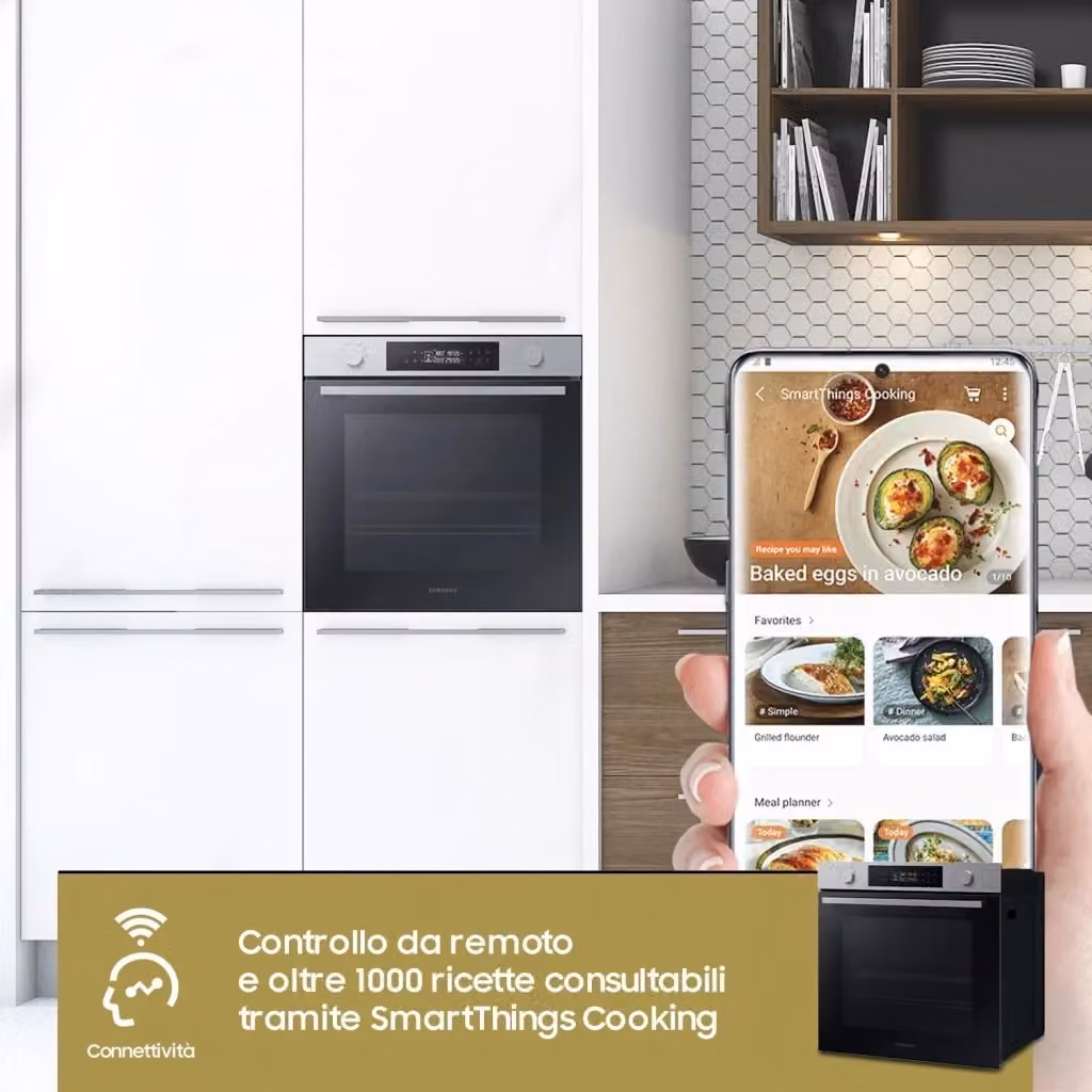 Forno da incasso elettrico Samsung con funzione vapore e Wi-Fi, capacità 76 l, Classe A+, colore Nero Inox, L: 56 cm, A: 59 cm, P: 55 cm – 2