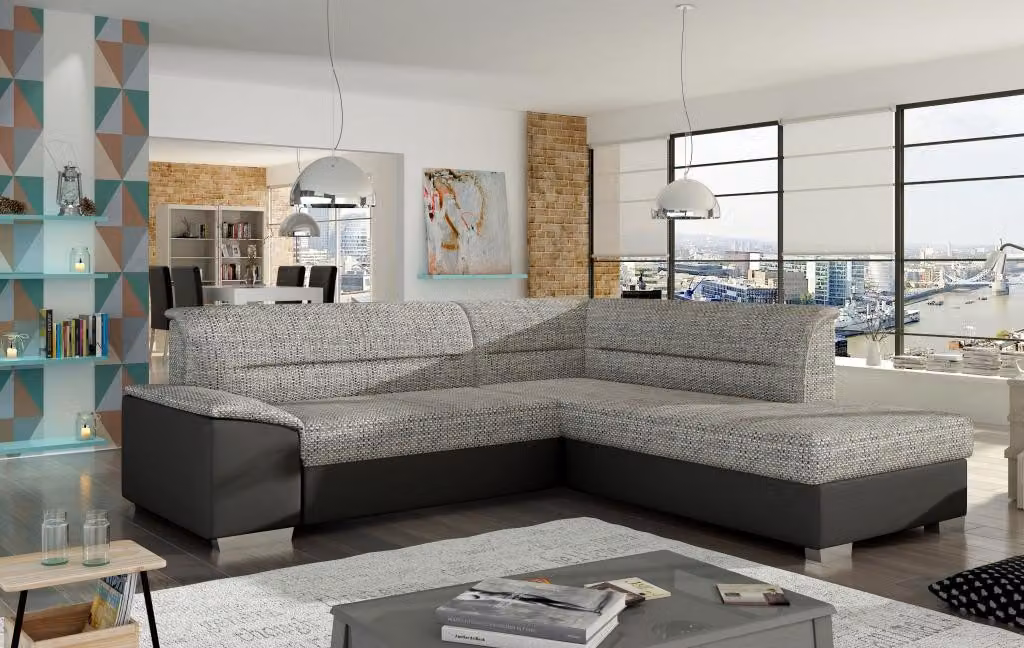 Stoff Ecksofa L-Form Sofa Couch Design Polster Modern Textil Sitzpolster Gruppe
