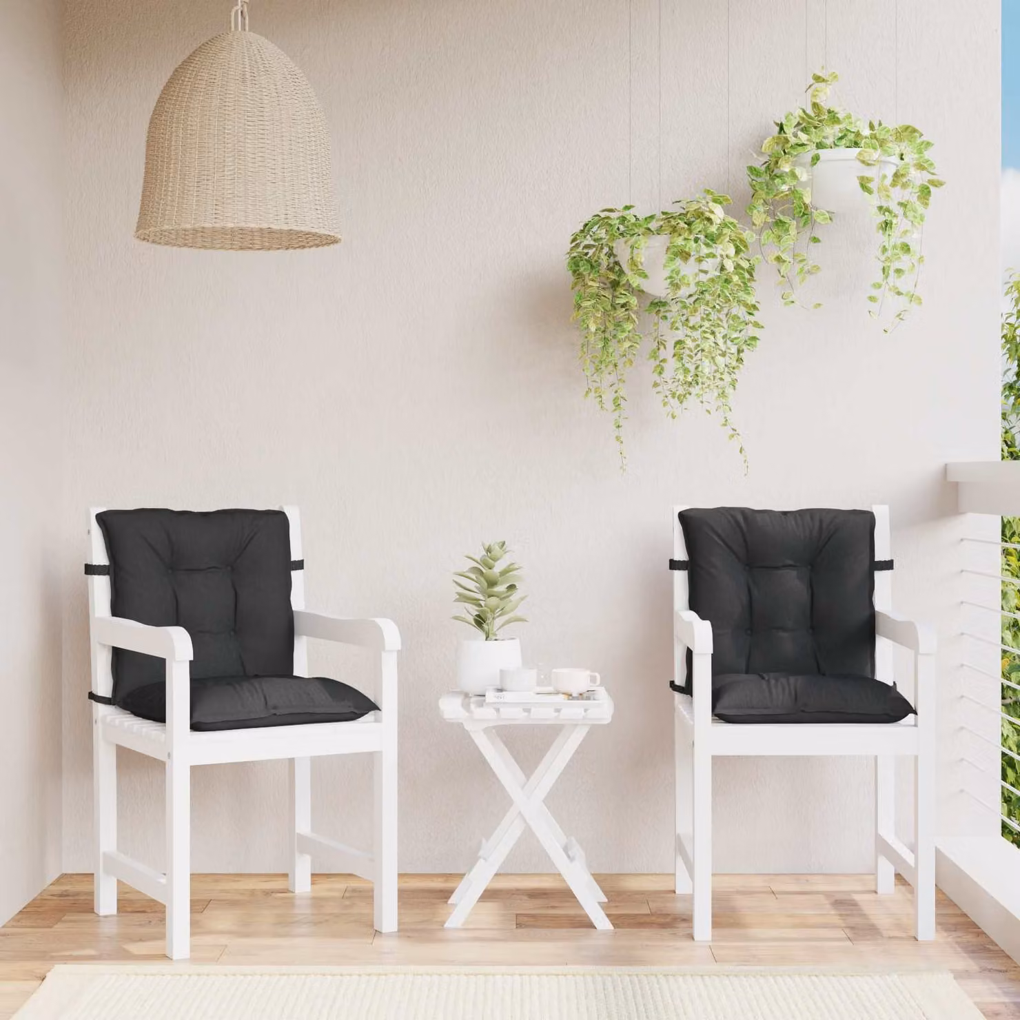 Set di 2 cuscini per sedia bassa vidaXL in poliestere, colore nero melange, L: 50 cm, P: 50 cm, H: 7 cm