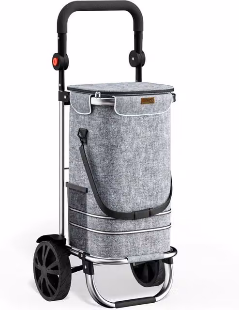 Trolley portaspesa Monzana in tessuto grigio con capacità 56L, L: 31 cm, P: 24 cm, H: 54 cm