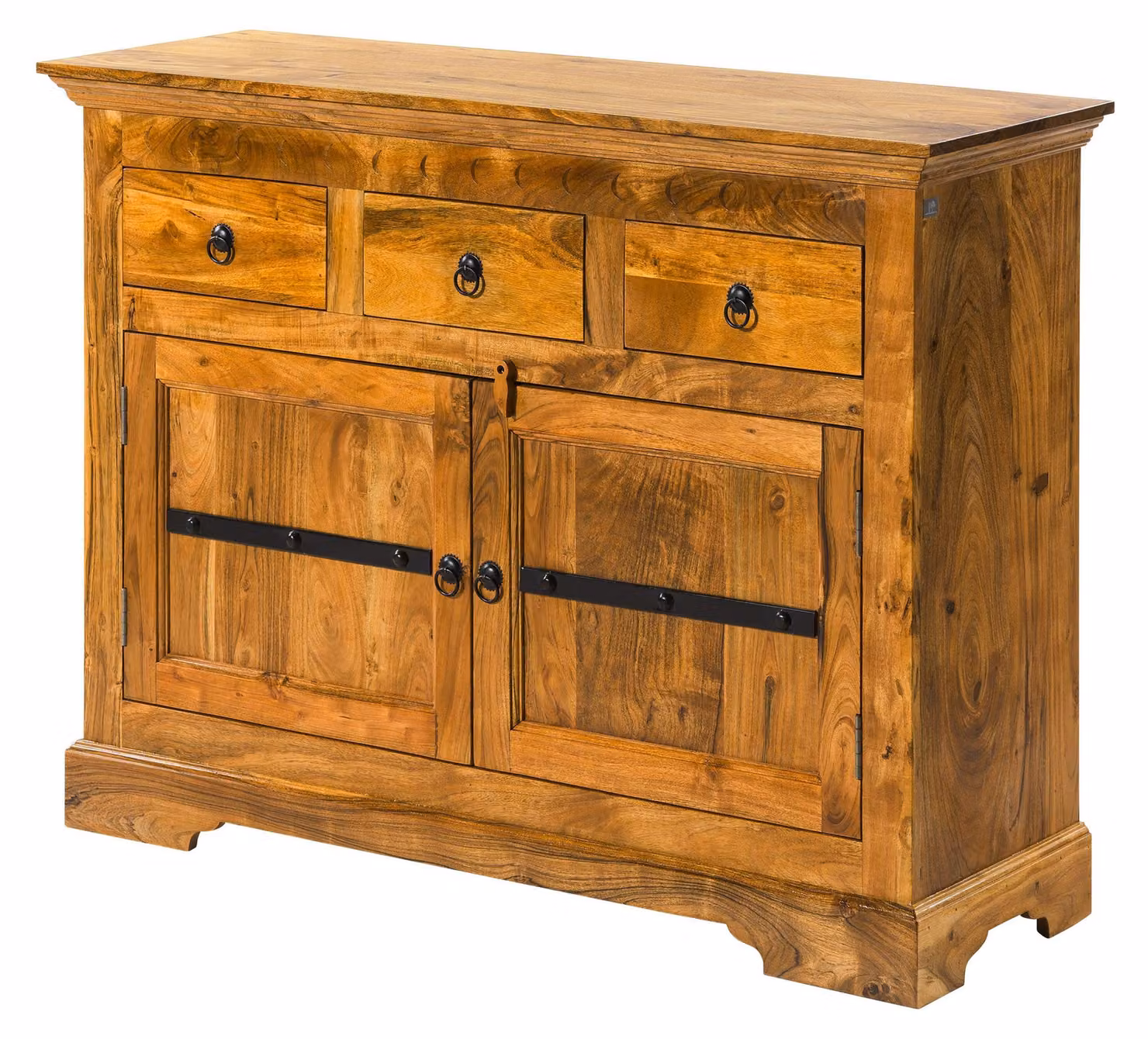 MASSIVMOEBEL24 | OXFORD #0531 Comò in legno di acacia - laccato / miele 120x40x90