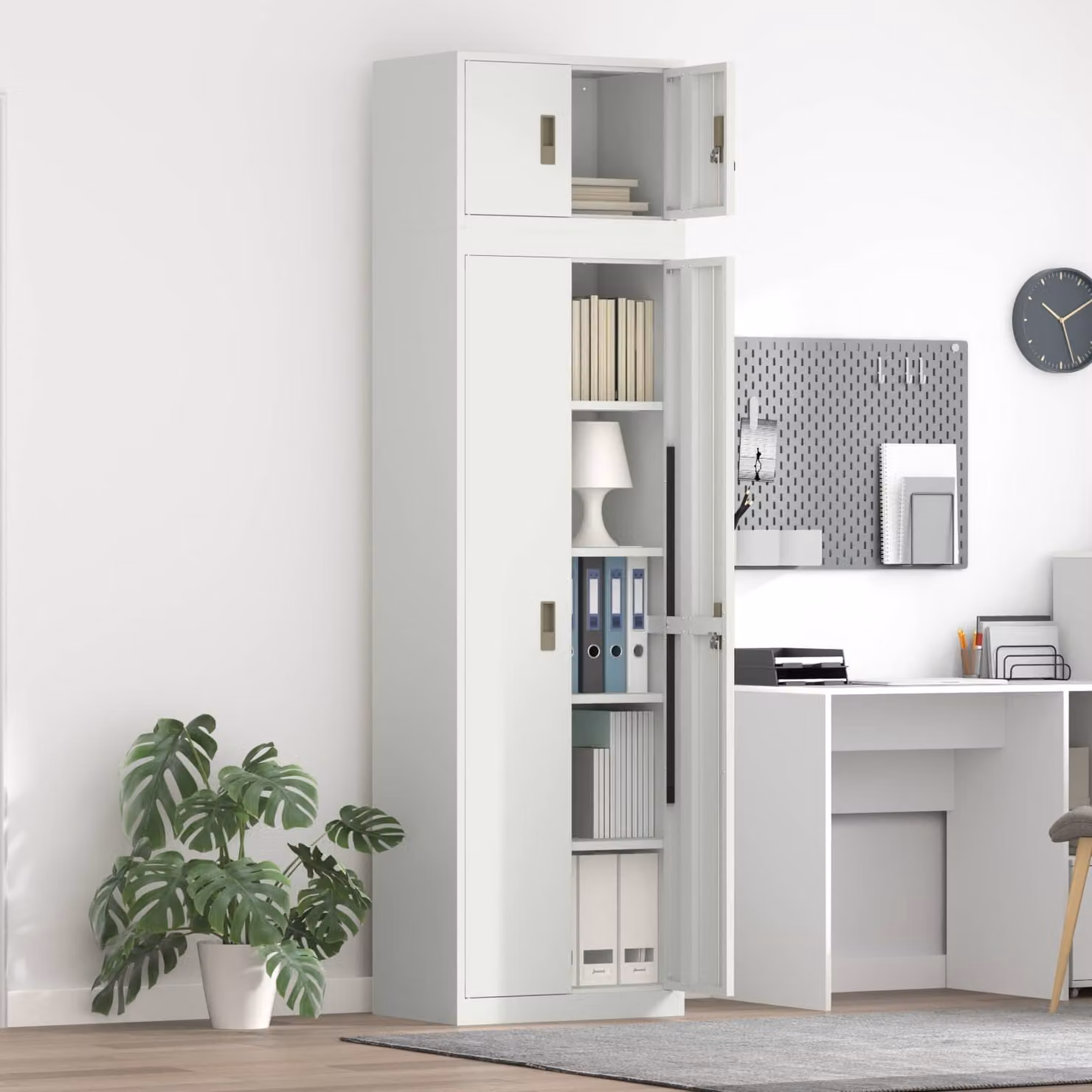 vidaXL Armadio 2 pz Bianco 60 x 40 x 220 cm Acciaio Bloccabile