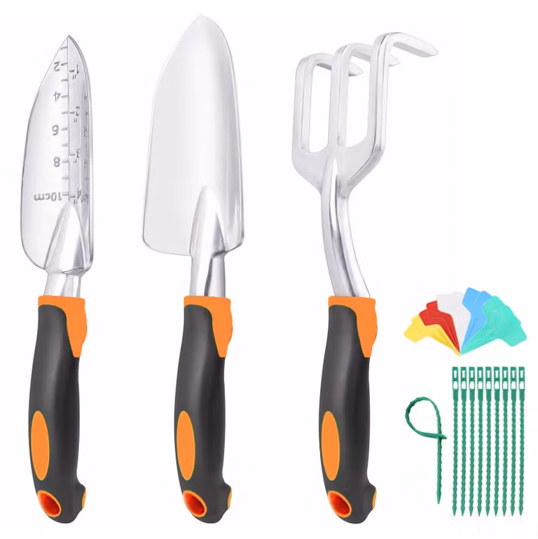 Set di attrezzi da giardino, 11 pezzi, in alluminio, con flacone spray, borsa e guanti, per lavori di giardinaggio
