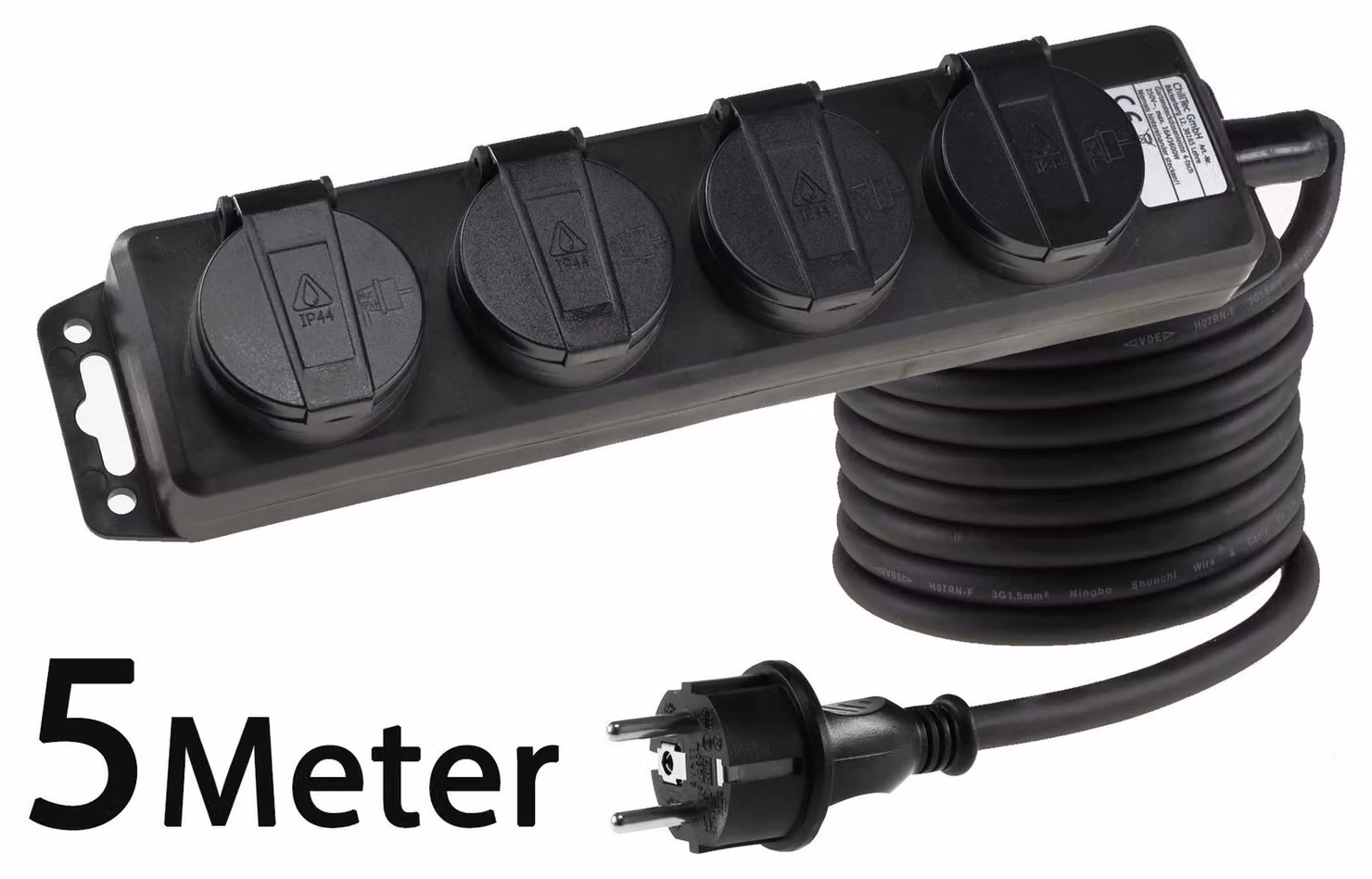 Presa di corrente da giardino per uso esterno, 4 vie IP44, H07RN-F 3G1,5mm², cavo di alimentazione 5m