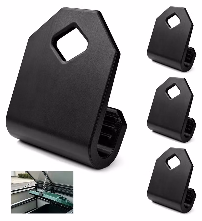 Ganci per coperchi di bidoni della spazzatura, confezione da 4 pezzi, resistenti alle intemperie, per montaggio esterno