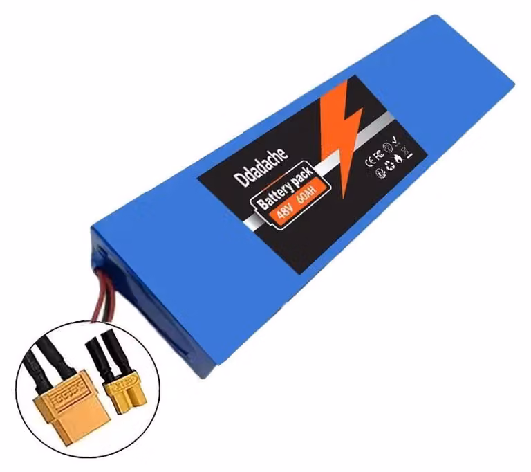 Batteria, capacità 60000 mAh, tensione 48V, configurazione 13S4P, connettori XT30 e XT60
