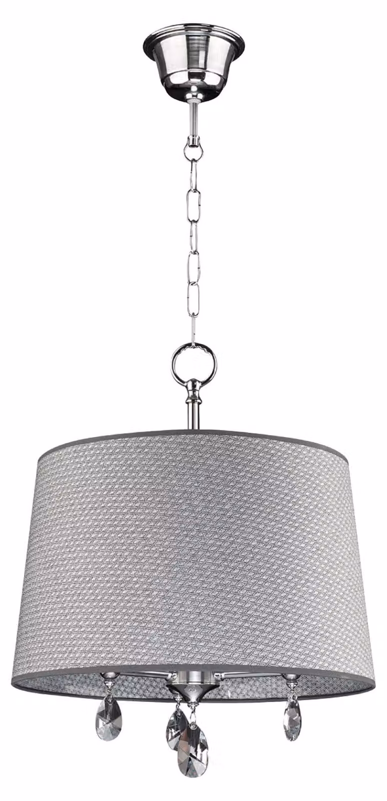 Lampada a sospensione EGIDA cromata-grigia 3xE27x40W in tessuto, dimensioni: 70x40x40 cm, IP20 Jupiter