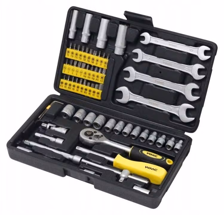 Set di utensili con punte e chiavi 62 pezzi 1/4" valigetta