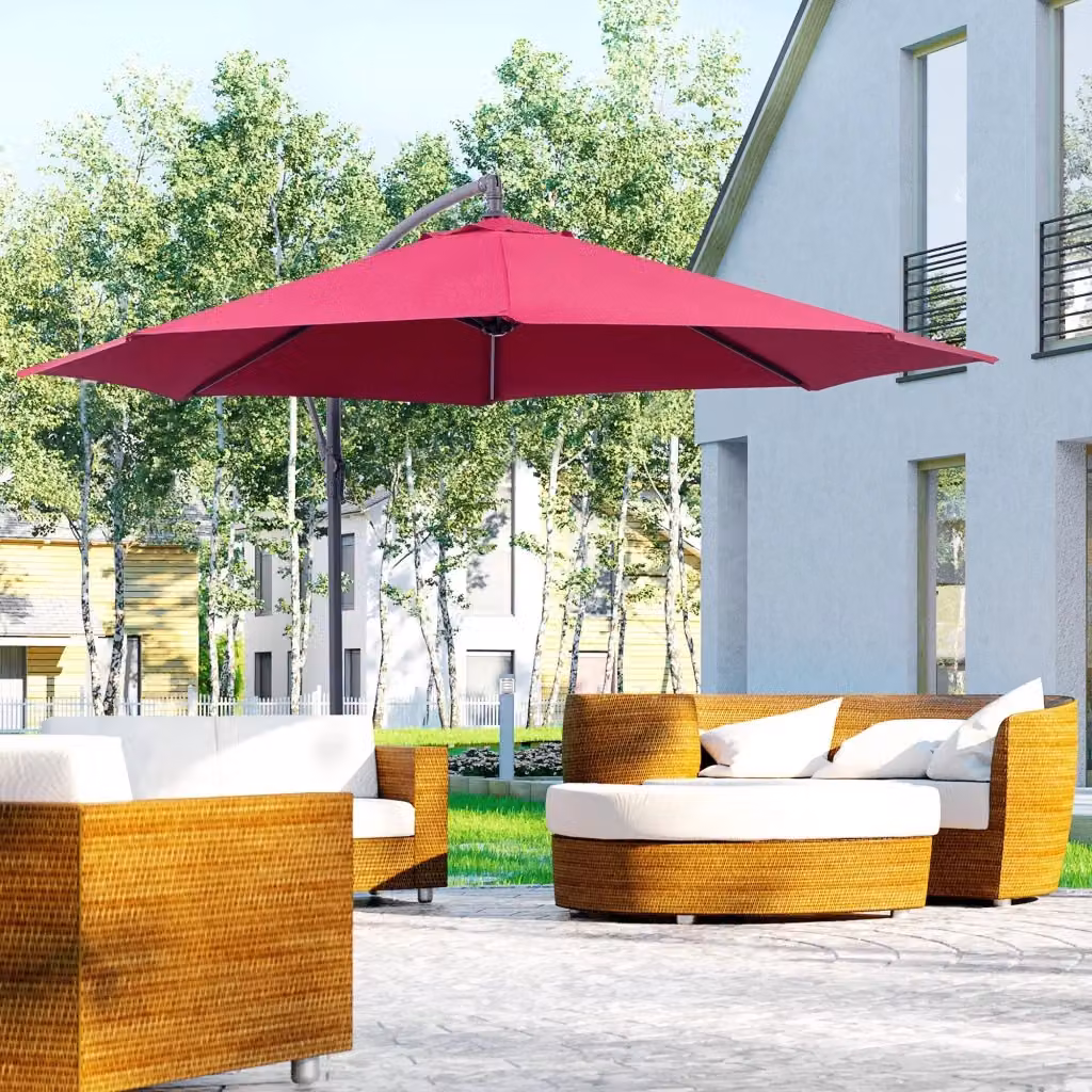 Ombrellone da giardino decentrato GIORDANOSHOP in metallo e poliestere rosso Ø300 x H260 cm – 2