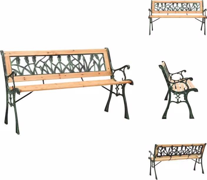vidaXL Panchina da giardino 122 cm in ghisa e legno massiccio di abete - Panchine da giardino